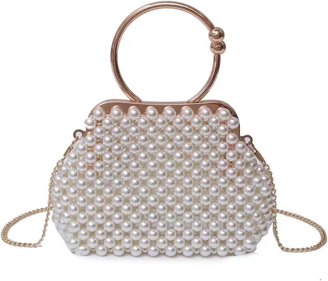 Luxury Pearl Bag Chain Bag Purse Evening Bags, Artificial Pearl Clutch Handmade Bags for Party Wedding Bridal Travel 19
