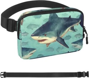 Many Shark and Fish Fanny Packs for Women Men, Crossbody Belt Bag with Zipper Pockets,Waterproof Waist Packs with Adjustable Strap for Workout Running Traveling Hiking