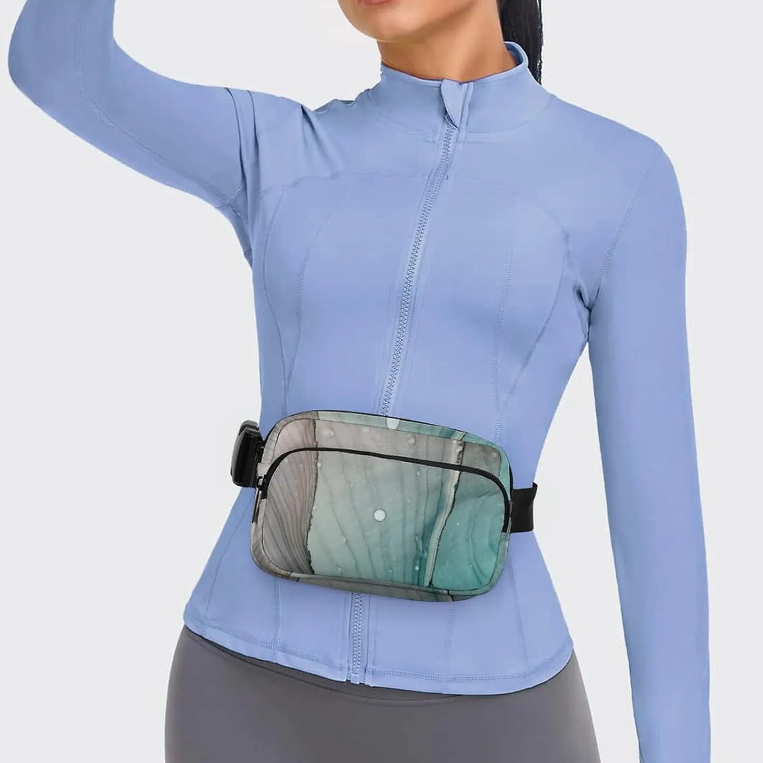 Marble Ink Fanny Pack Belt Bag with Adjustable Strap Modern Fluid Art Waist Packs Small Pouch Crossbody Bags for Hiking Running Cycling Traveling