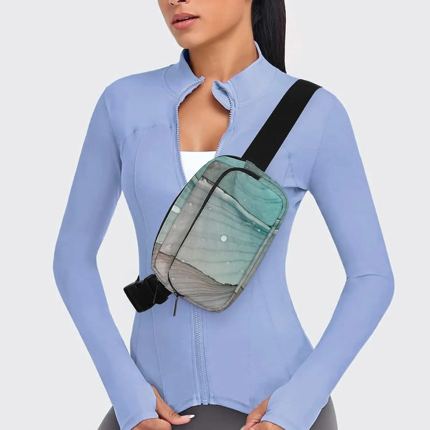 Marble Ink Fanny Pack Belt Bag with Adjustable Strap Modern Fluid Art Waist Packs Small Pouch Crossbody Bags for Hiking Running Cycling Traveling