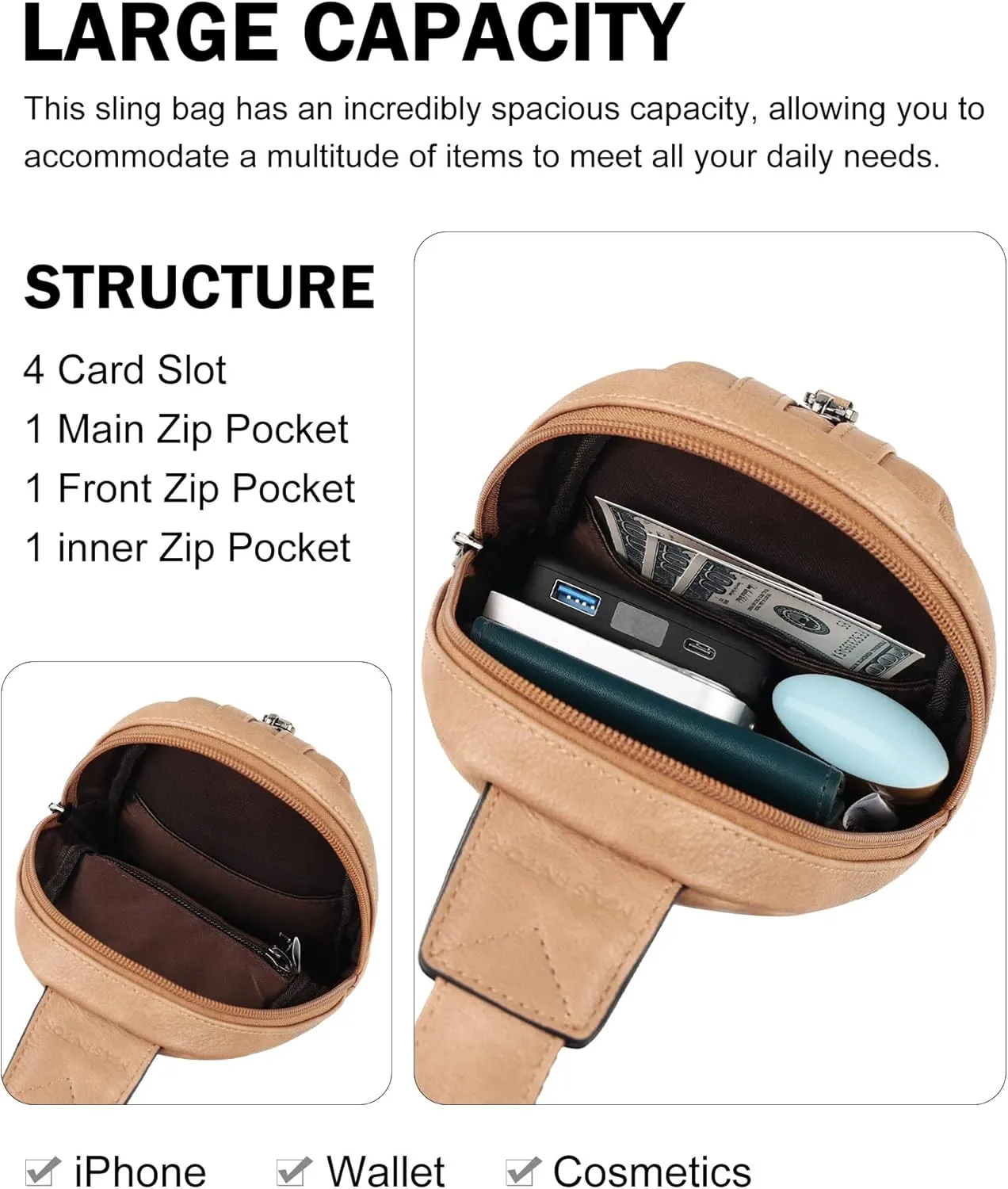 MASINTOR Small Sling Bag for Women Fashion Fanny Pack Crossbody Bags for Women Sling Backpack for Travel