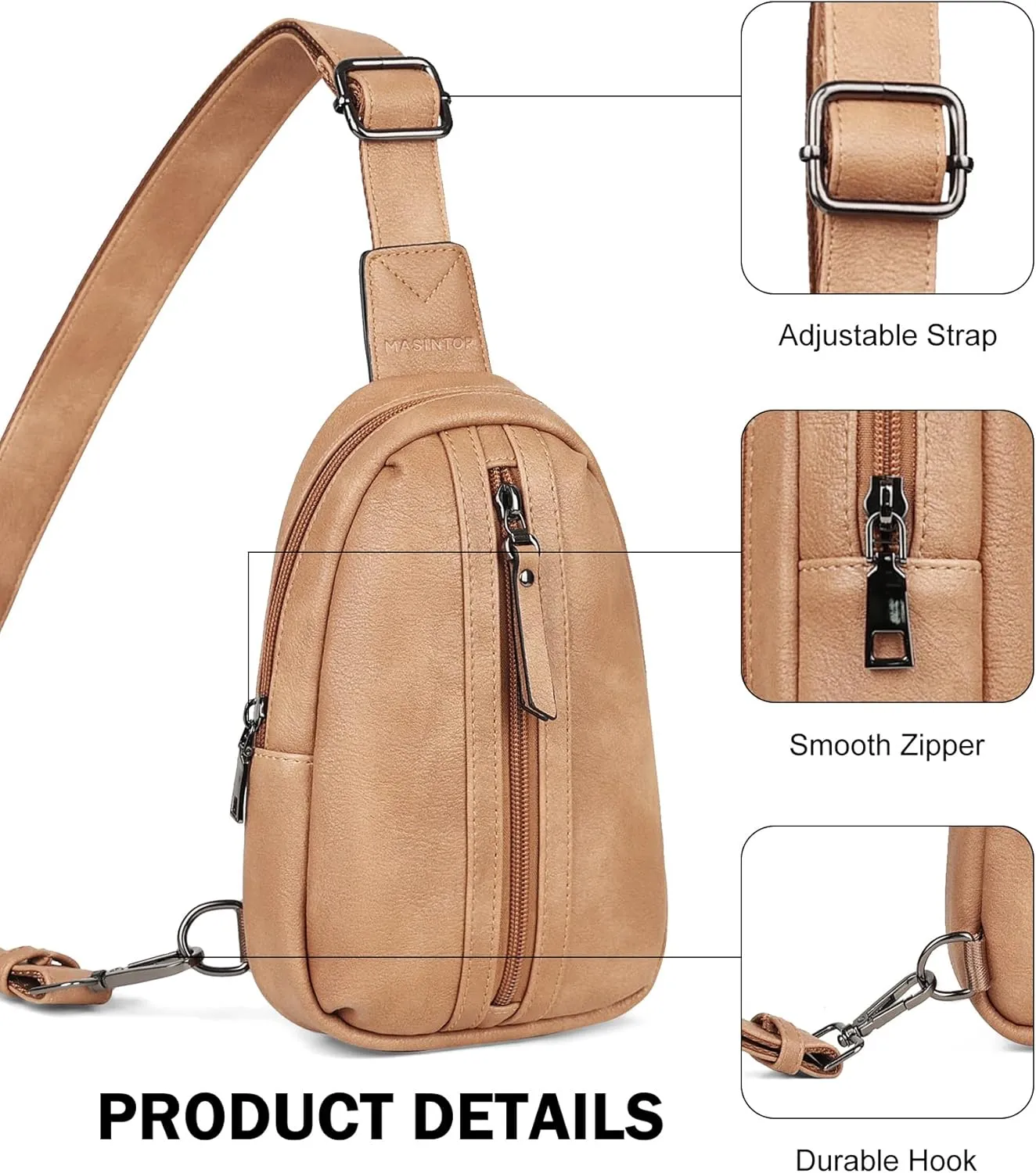 MASINTOR Small Sling Bag for Women Fashion Fanny Pack Crossbody Bags for Women Sling Backpack for Travel