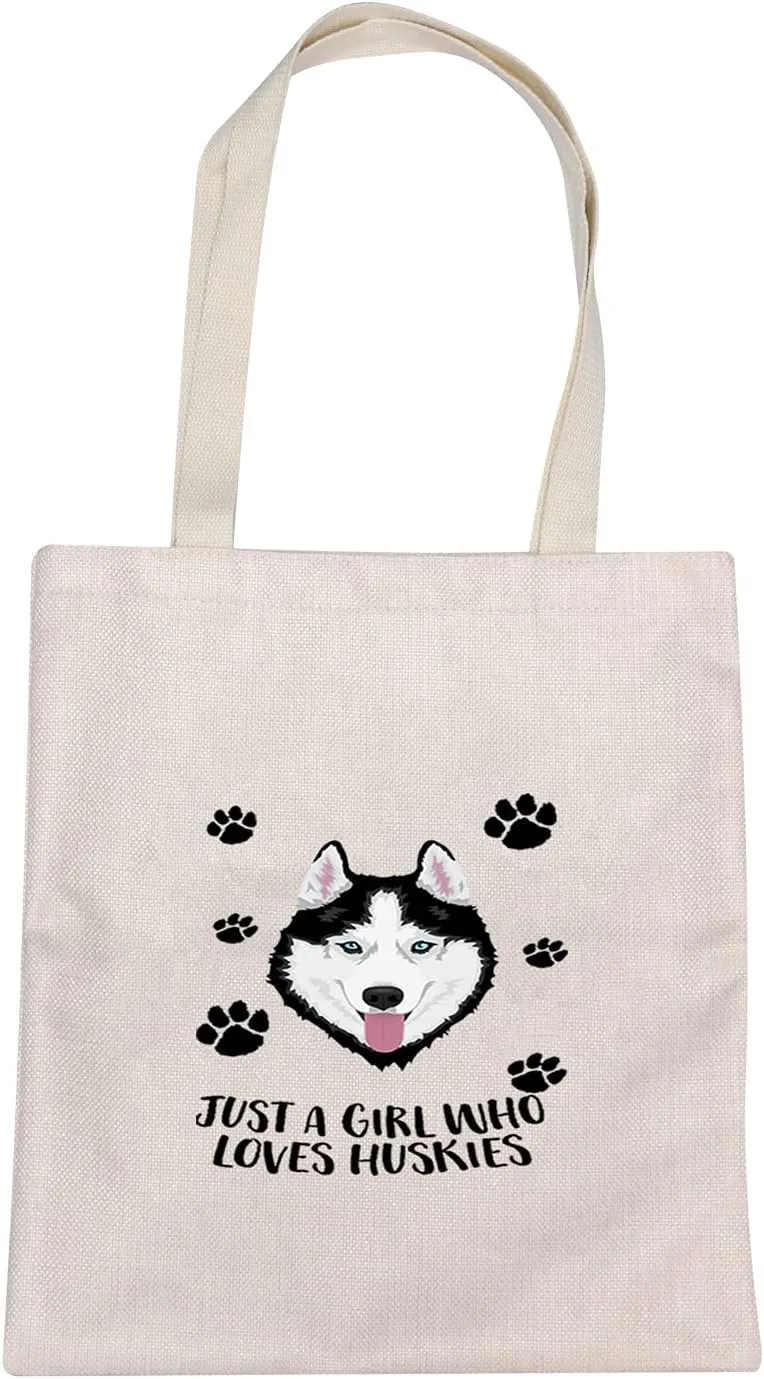 MBMSO Husky Makeup Bag Husky Lover Gifts for Women Just a girl Who Loves Huskies Cosmetic Bag Siberian Husky Owner Gifts for Husky Mom Zipper Pouch Travel Case (Husky Tote bag)