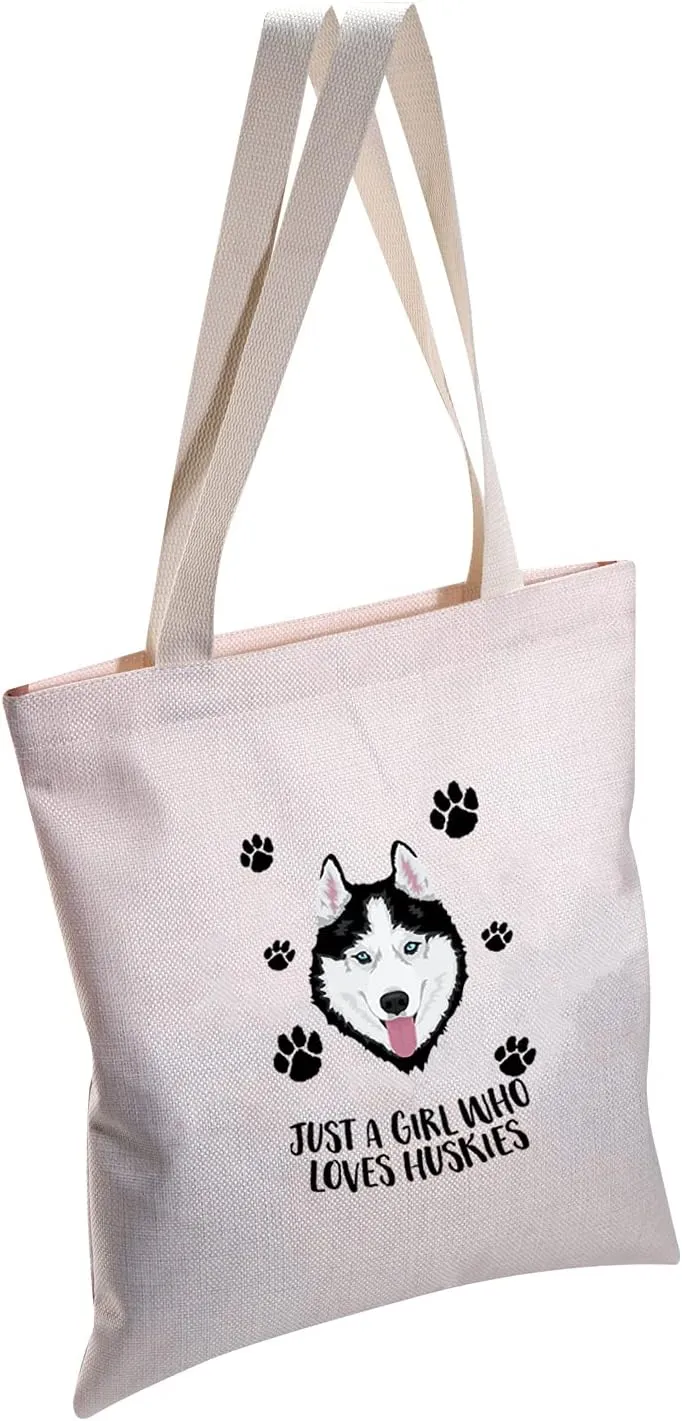 MBMSO Husky Makeup Bag Husky Lover Gifts for Women Just a girl Who Loves Huskies Cosmetic Bag Siberian Husky Owner Gifts for Husky Mom Zipper Pouch Travel Case (Husky Tote bag)