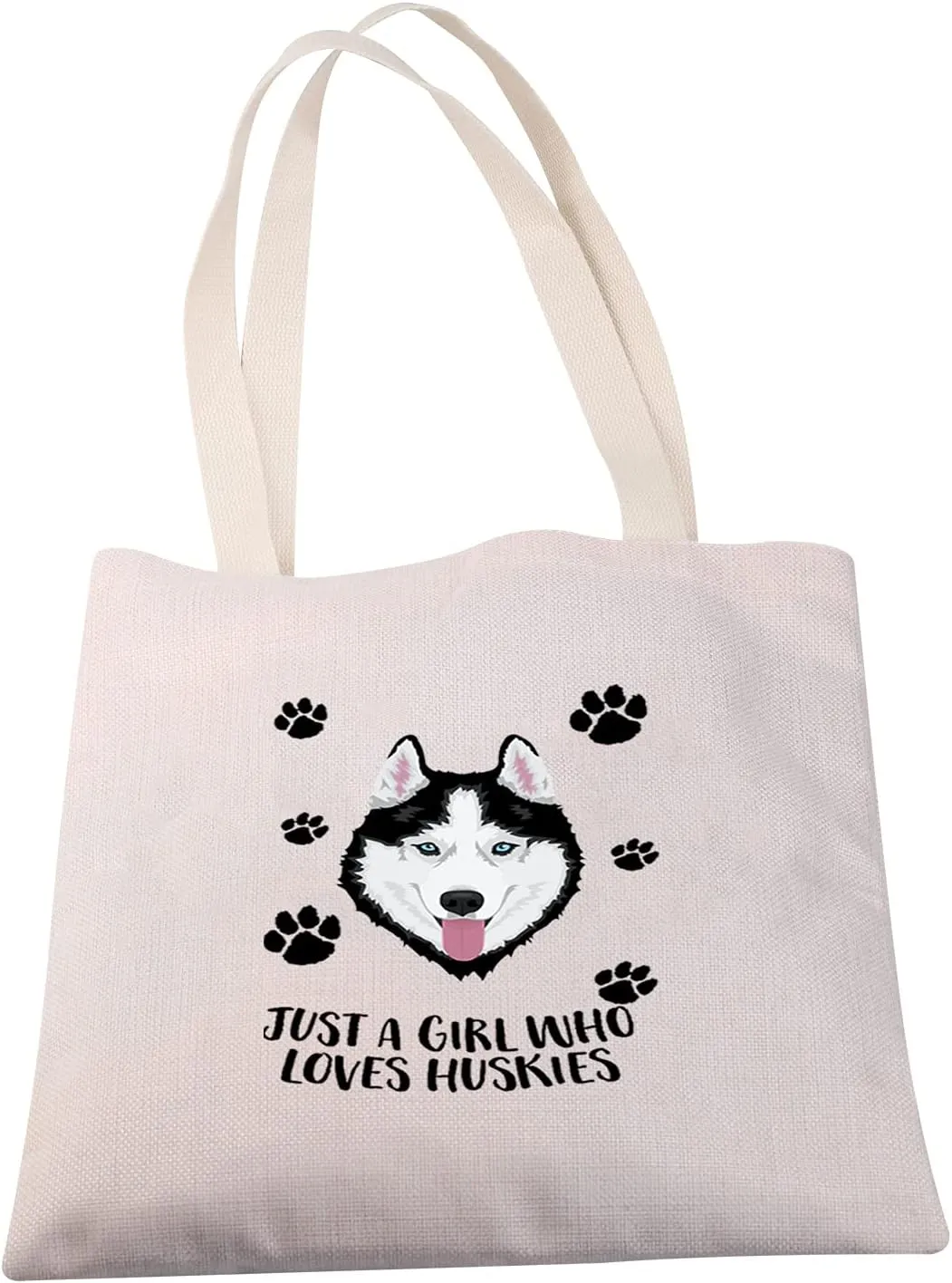 MBMSO Husky Makeup Bag Husky Lover Gifts for Women Just a girl Who Loves Huskies Cosmetic Bag Siberian Husky Owner Gifts for Husky Mom Zipper Pouch Travel Case (Husky Tote bag)