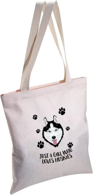 MBMSO Husky Makeup Bag Husky Lover Gifts for Women Just a girl Who Loves Huskies Cosmetic Bag Siberian Husky Owner Gifts for Husky Mom Zipper Pouch Travel Case (Husky Tote bag)