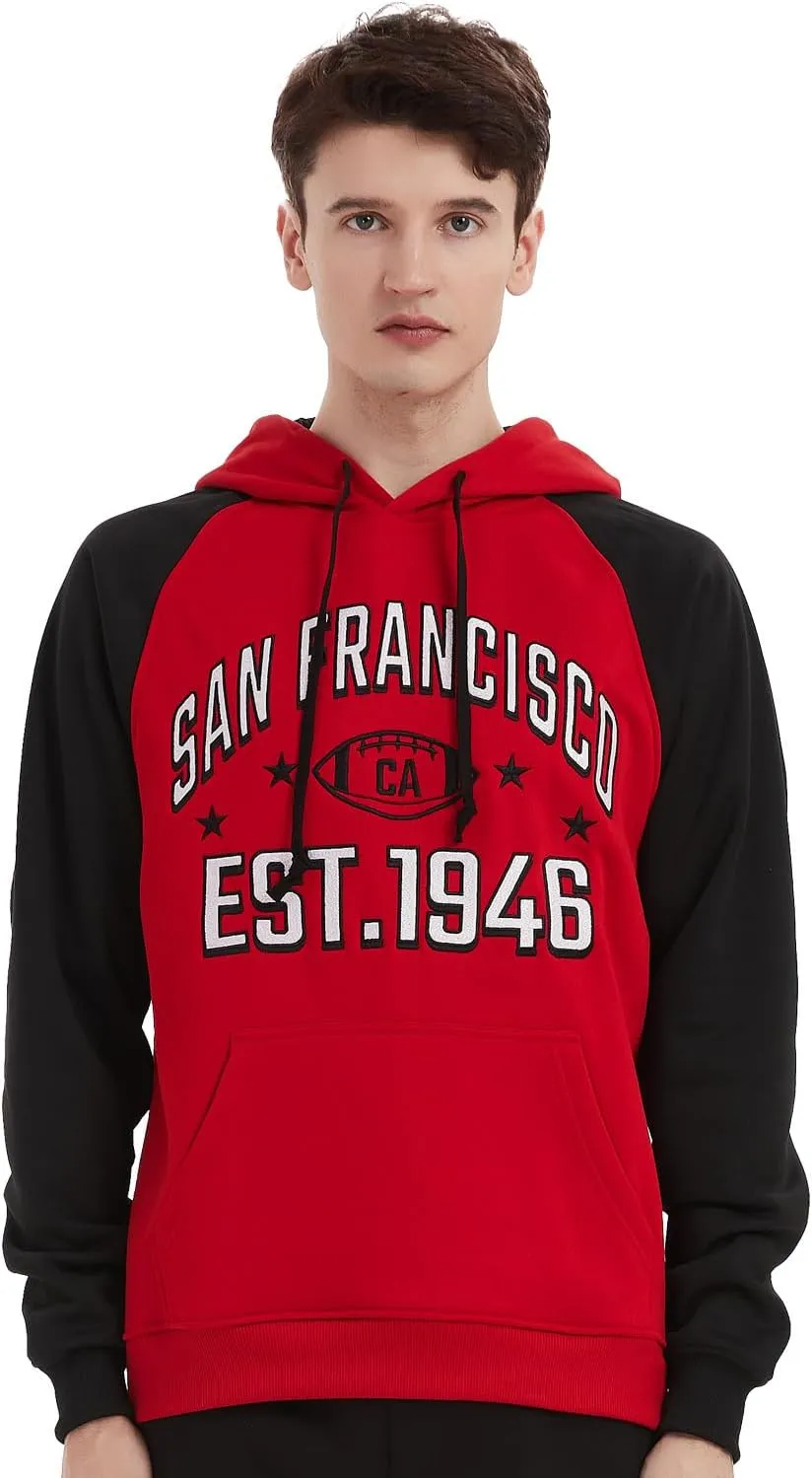 Mens City Football Fully Embroidery Soft Classic Pullover Sweatshirt Hoodie