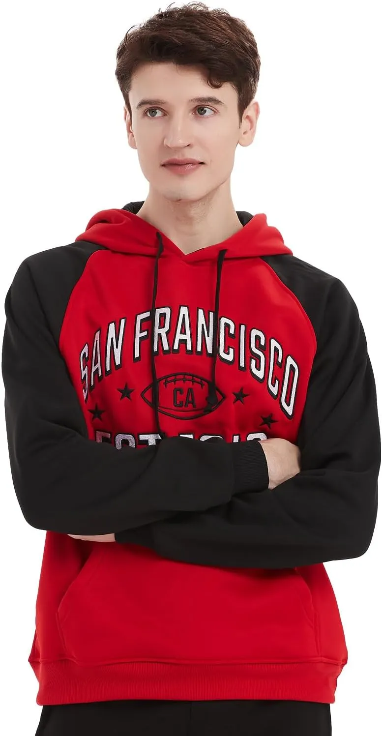 Mens City Football Fully Embroidery Soft Classic Pullover Sweatshirt Hoodie