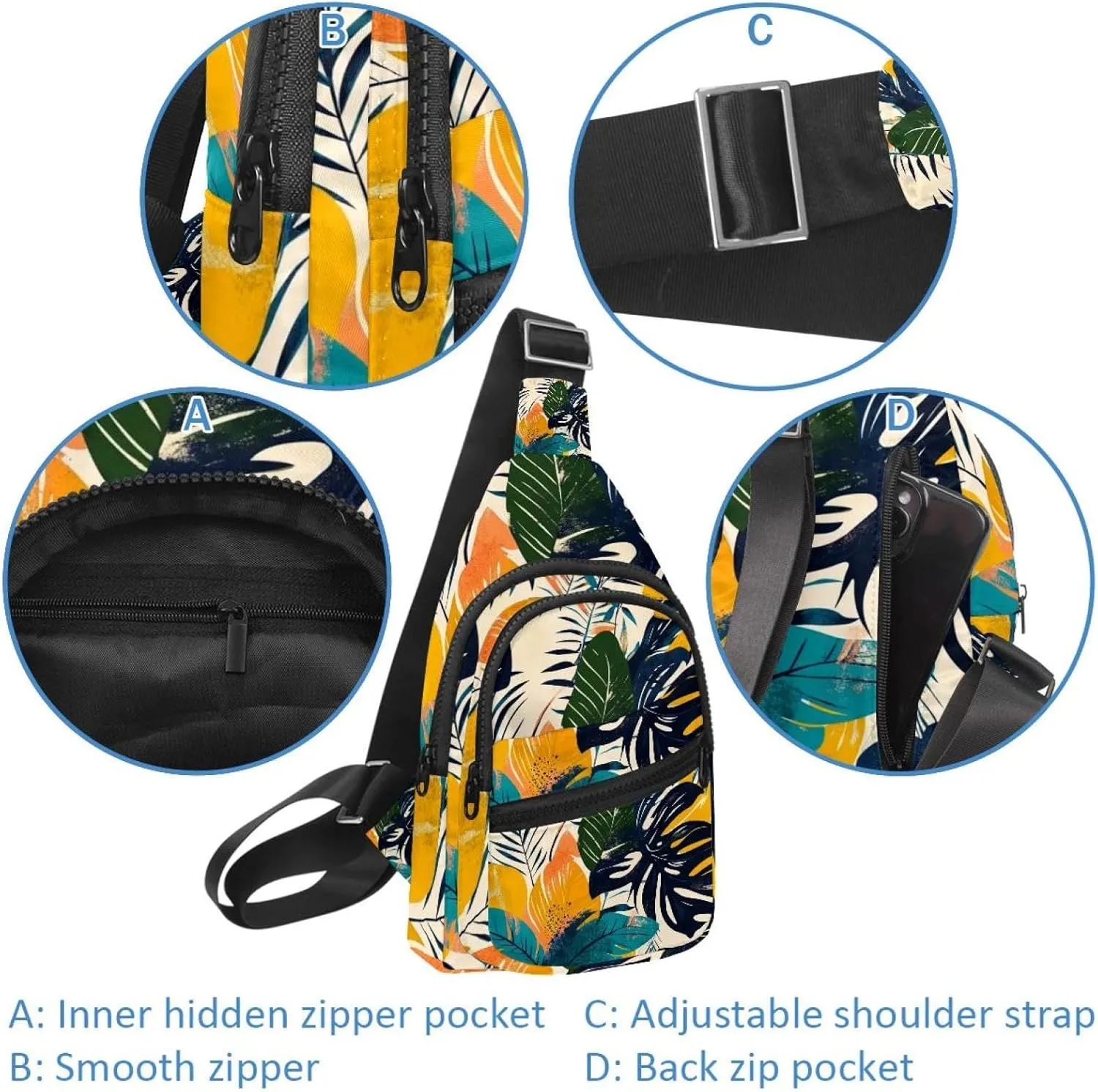 Men's Sling Backpack, Modern exotic summer pattern 11