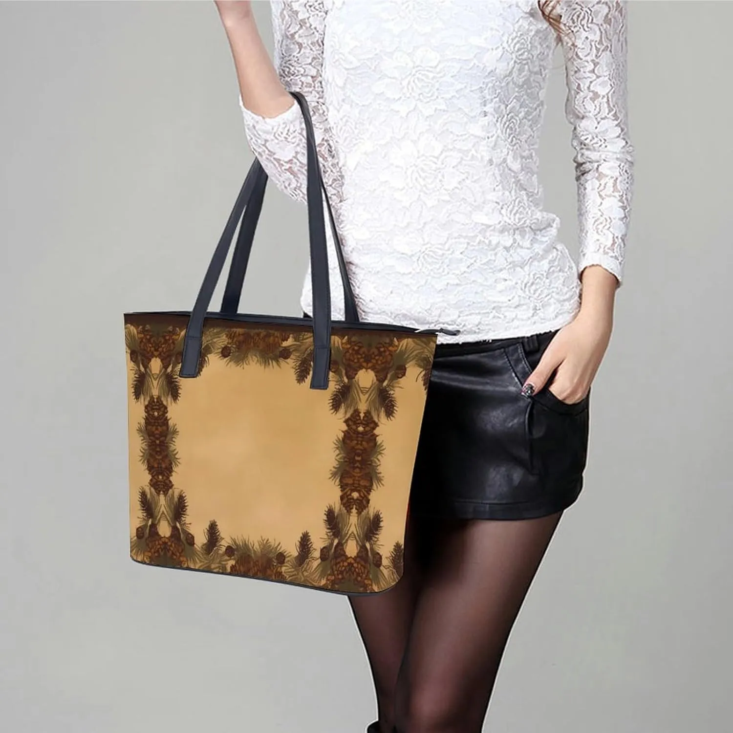 Mexican Otomi Animals Bag Purse Handbag for Women Top Handle Satchel Shoulder with Zipper Tote Bags Large