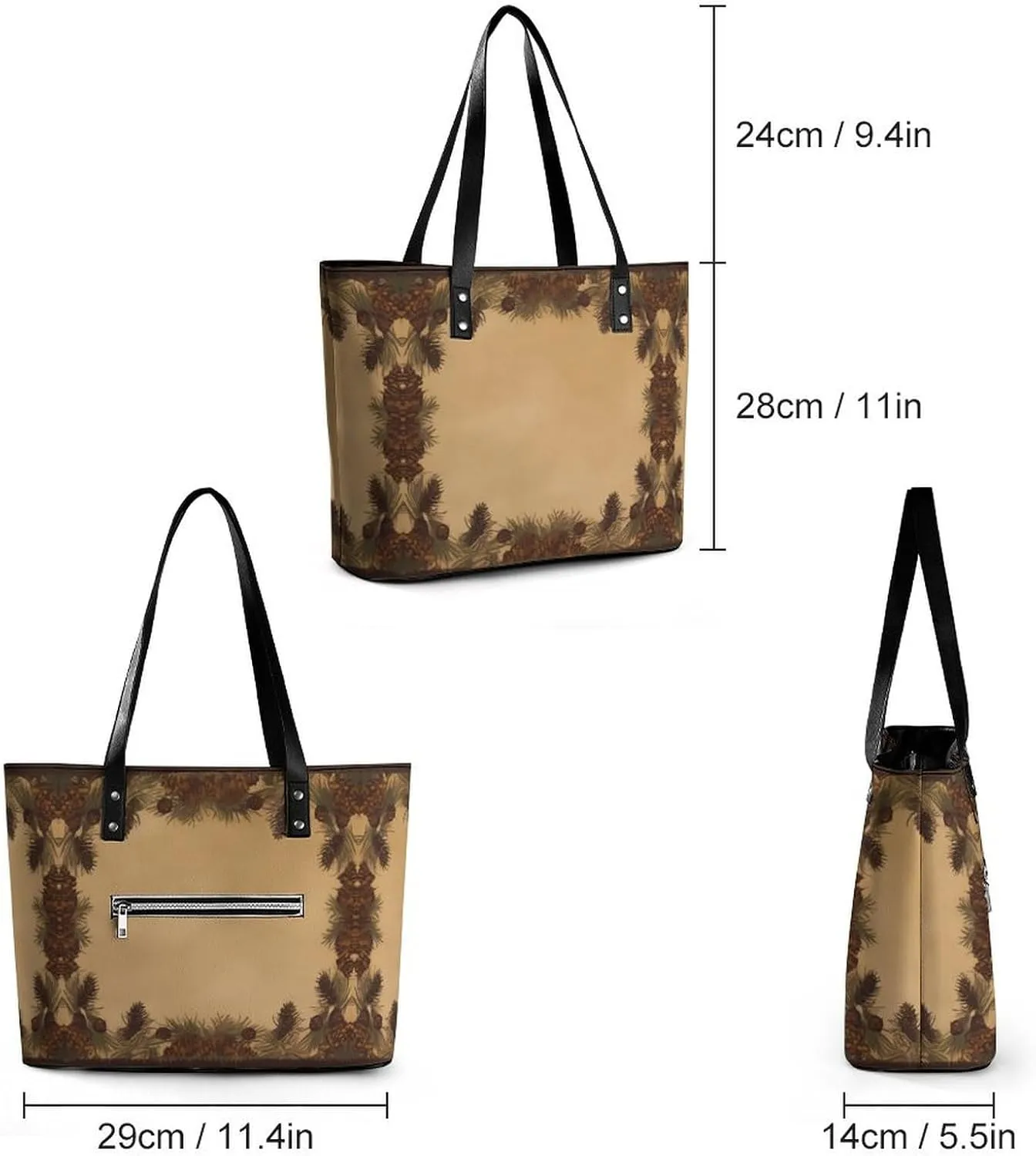 Mexican Otomi Animals Bag Purse Handbag for Women Top Handle Satchel Shoulder with Zipper Tote Bags Large