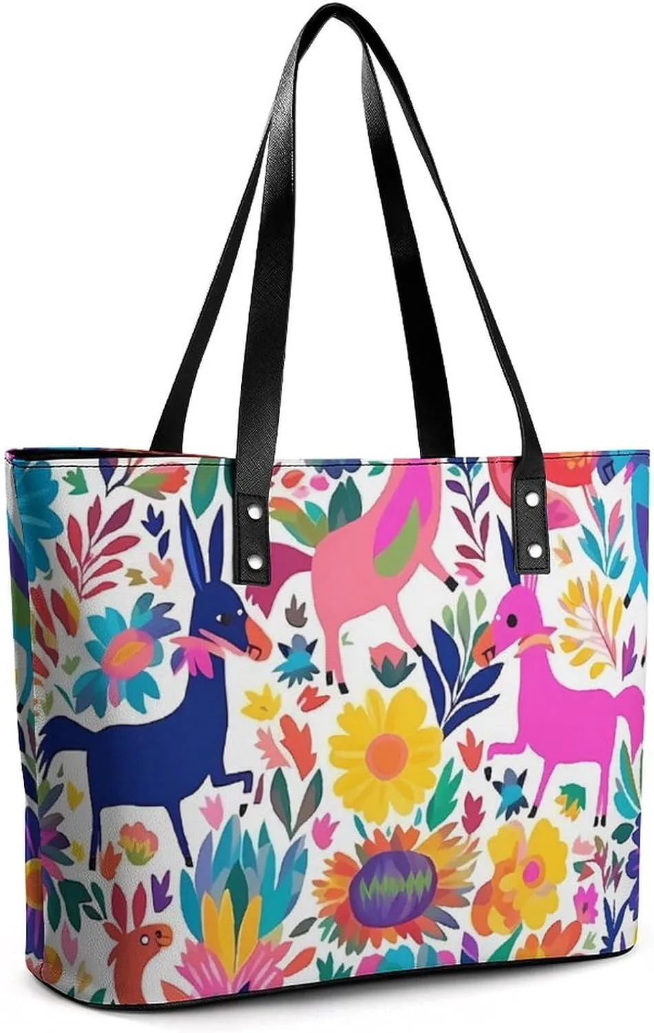Mexican Otomi Animals Bag Purse Handbag for Women Top Handle Satchel Shoulder with Zipper Tote Bags Large