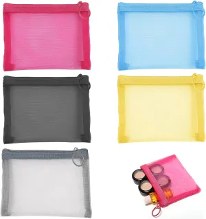 Mini Zipper Mesh Bags,Small Makeup Bag Pouch for Purse,Mesh Zipper Cosmetic Bags lipstick bag,Beauty Makeup Lipstick Cosmetic Accessories Organizer Travel Kit Storage Pouch 5PCS 4" x 5"