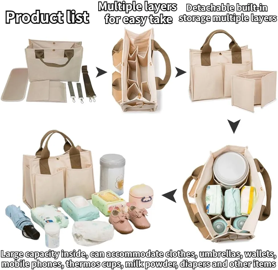 Minimalist Plain Canvas Shoulder Bags with Pockets Everything Tote Bag Clean Girl Aesthetic Crossbody Tote Bag