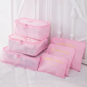 MOCOFO 6 pieces of travel luggage storage bag set storage clothing fresh-keeping bag 3 travel storage bag   3 piecespink
