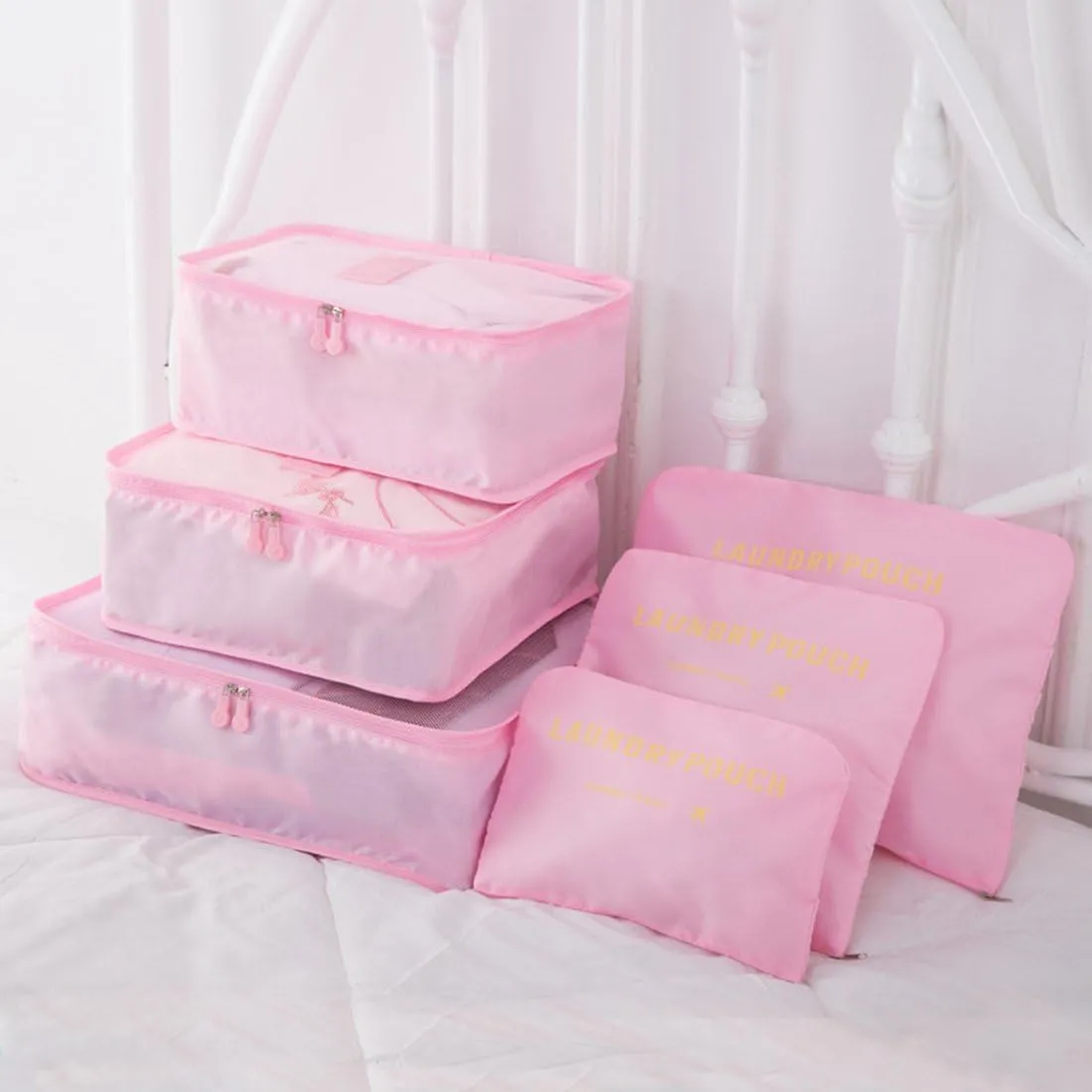MOCOFO 6 pieces of travel luggage storage bag set storage clothing fresh-keeping bag 3 travel storage bag   3 piecespink