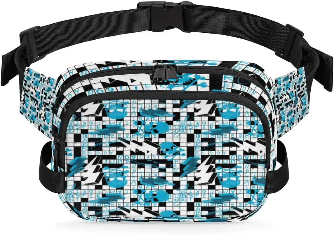 Modern Geometric Blue Fanny Pack Crossbody Bags for Women Men Waist Packs Hip Bum Bag Cross Body Fanny Pack with Adjustable Strap for Running Hiking Travel