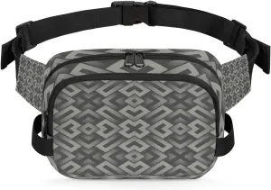 Modern Geometric Fanny Pack Crossbody Bags for Women Men Waist Packs Dark Grey Hip Bum Bag Cross Body Fanny Pack with Adjustable Strap for Running Hiking Travel