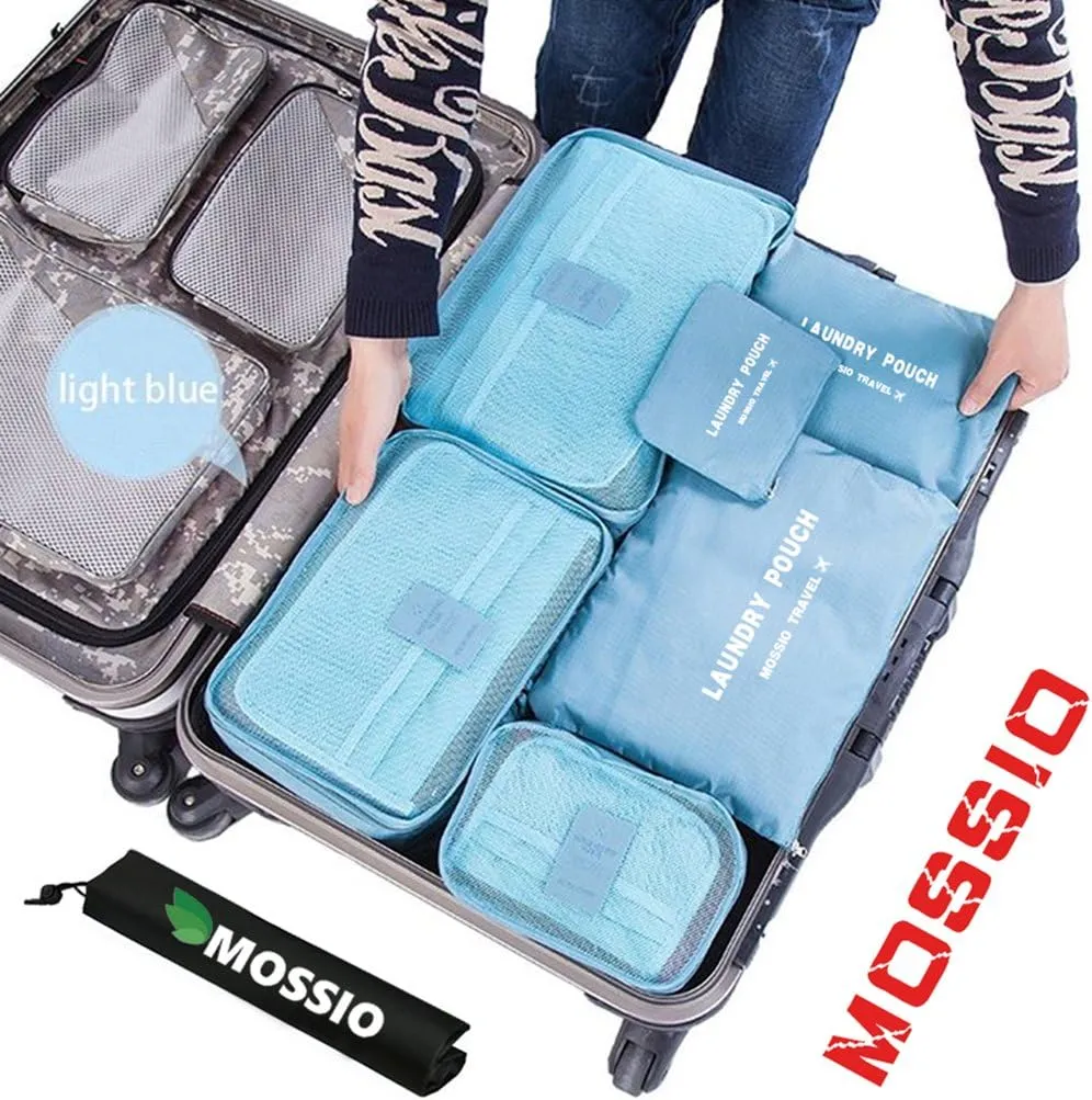 Mossio 7 Set Packing Cubes with Shoe Bag - Compression Travel Luggage Organizer