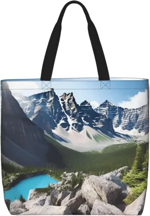 Mountains Tote Bag for Women Hobo Handbags with Zipper Large Shoulder Bag Shopping Bags Travel Purse