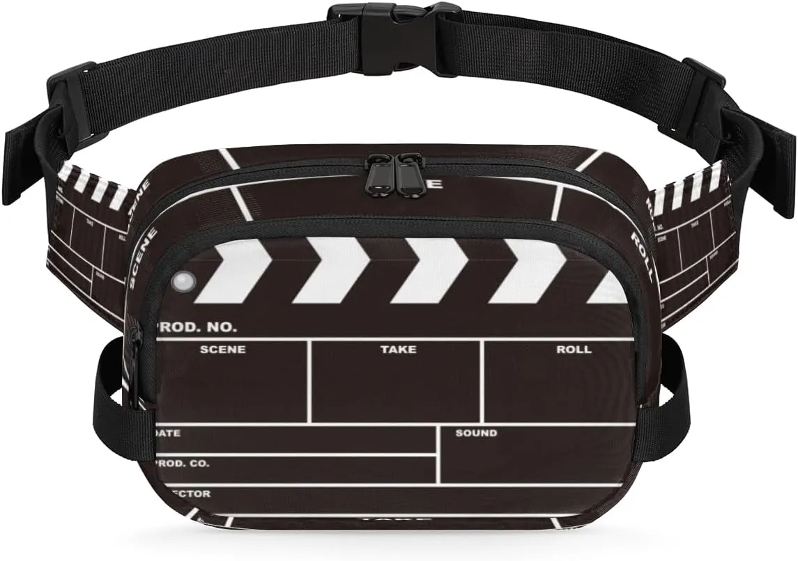 Movie Clapboard Modern Fanny Pack Crossbody Bags for Women Men Waist Packs Hip Bum Bag Cross Body Fanny Pack with Adjustable Strap for Running Hiking Travel
