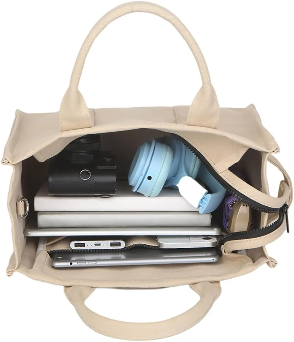 NCDUANSAN Large Canvas Tote Bag Simple one-Shoulder Shopping Bag Lady Letter Printing Commuter Fashion Messenger Handbag