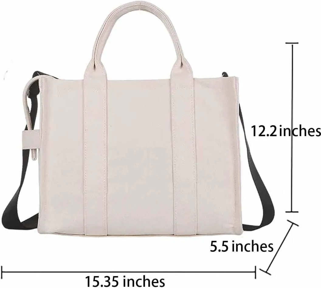 NCDUANSAN Large Canvas Tote Bag Simple one-Shoulder Shopping Bag Lady Letter Printing Commuter Fashion Messenger Handbag