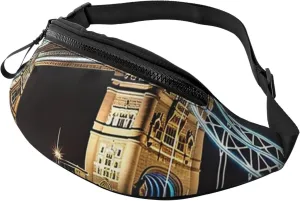 Night London Tower Bridge Fanny Pack for Men Women Fashion Waist Packs Travel Crossbody Bag With Adjustable Strap Everywhere Belt Bag Waterproof Chest Bags Cycling Bum Bag Wallet