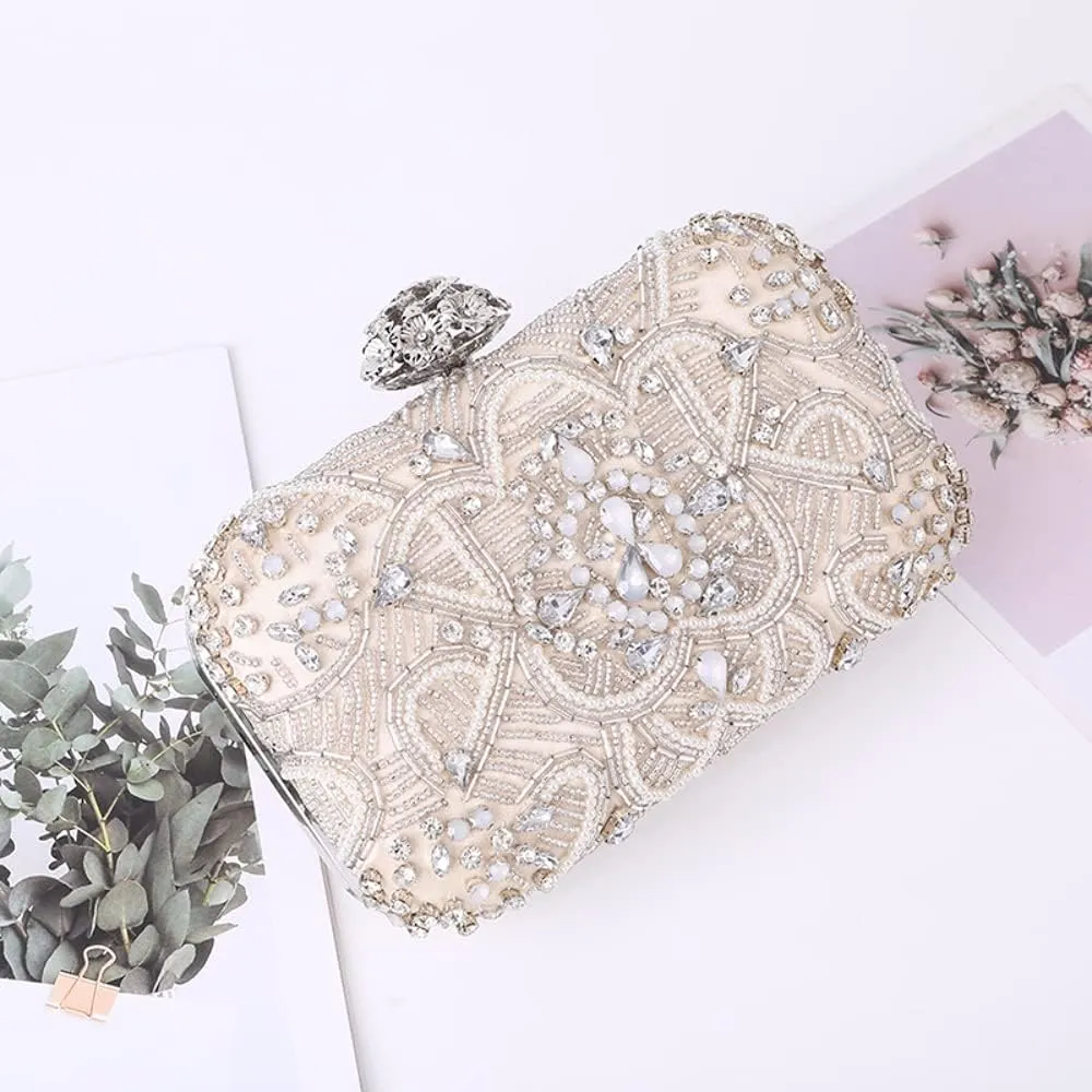 Noble Crystal Beaded Evening Bag Wedding Clutch Purse Purses for Women