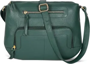 Oak Leathers Women's Crossbody Bag - Genuine Leather Crossover Shoulder Purse With Adjustable Sling Strap - Medium Size