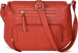 Oak Leathers Women's Crossbody Bag - Genuine Leather Crossover Shoulder Purse With Adjustable Sling Strap - Medium Size