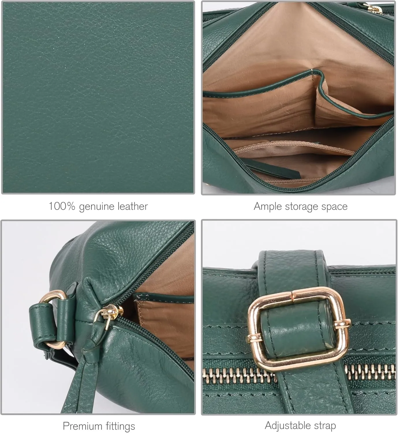 Oak Leathers Women's Crossbody Bag - Genuine Leather Crossover Shoulder Purse With Adjustable Sling Strap - Medium Size