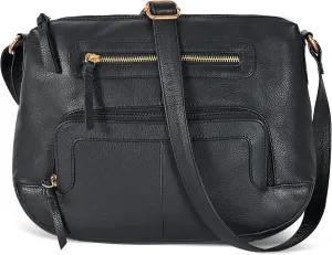 Oak Leathers Women's Crossbody Bag - Genuine Leather Crossover Shoulder Purse With Adjustable Sling Strap - Medium Size