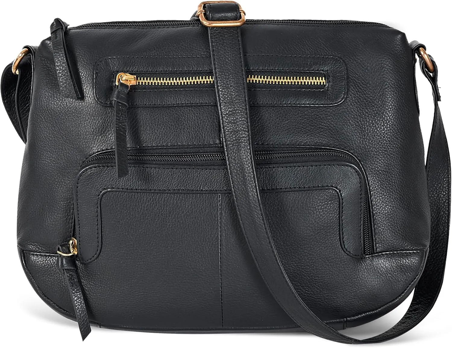 Oak Leathers Women's Crossbody Bag - Genuine Leather Crossover Shoulder Purse With Adjustable Sling Strap - Medium Size