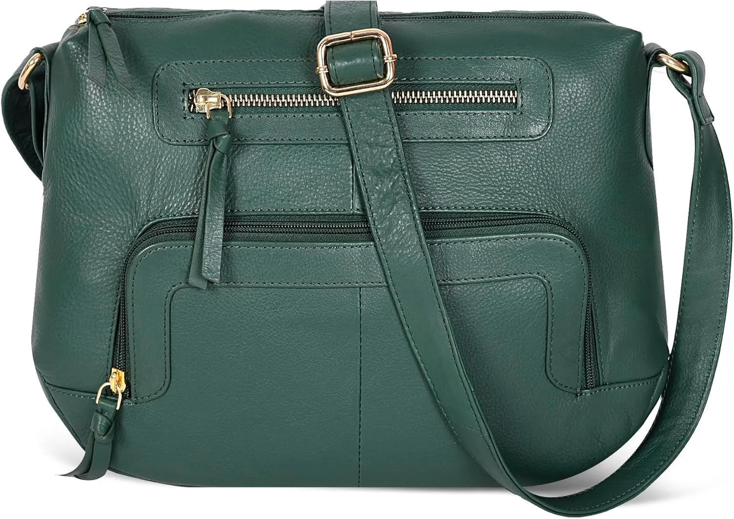 Oak Leathers Women's Crossbody Bag - Genuine Leather Crossover Shoulder Purse With Adjustable Sling Strap - Medium Size
