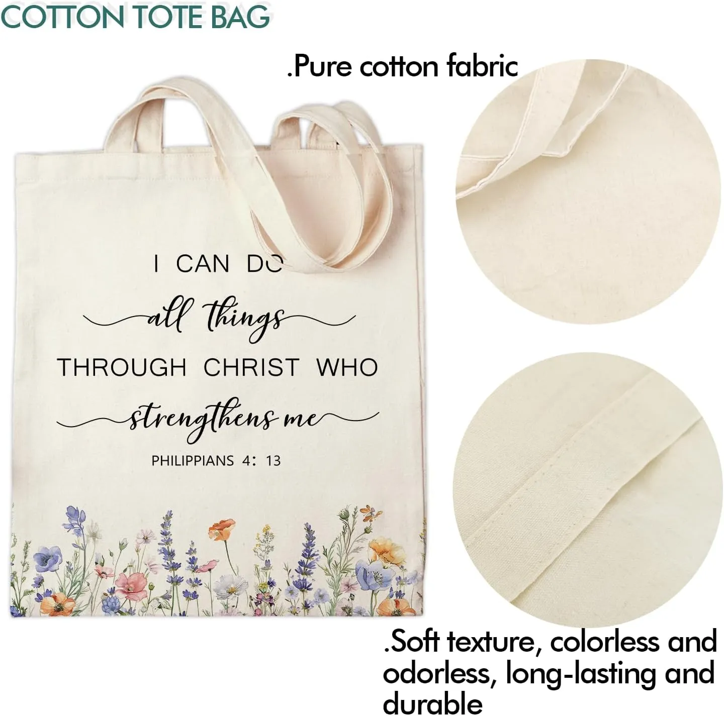 OUZ Stylish Reusable Canvas Tote Bag for Women, Lightweight & Durable Shoulder Bag for Shopping, Work, Gym, Beach, Travel