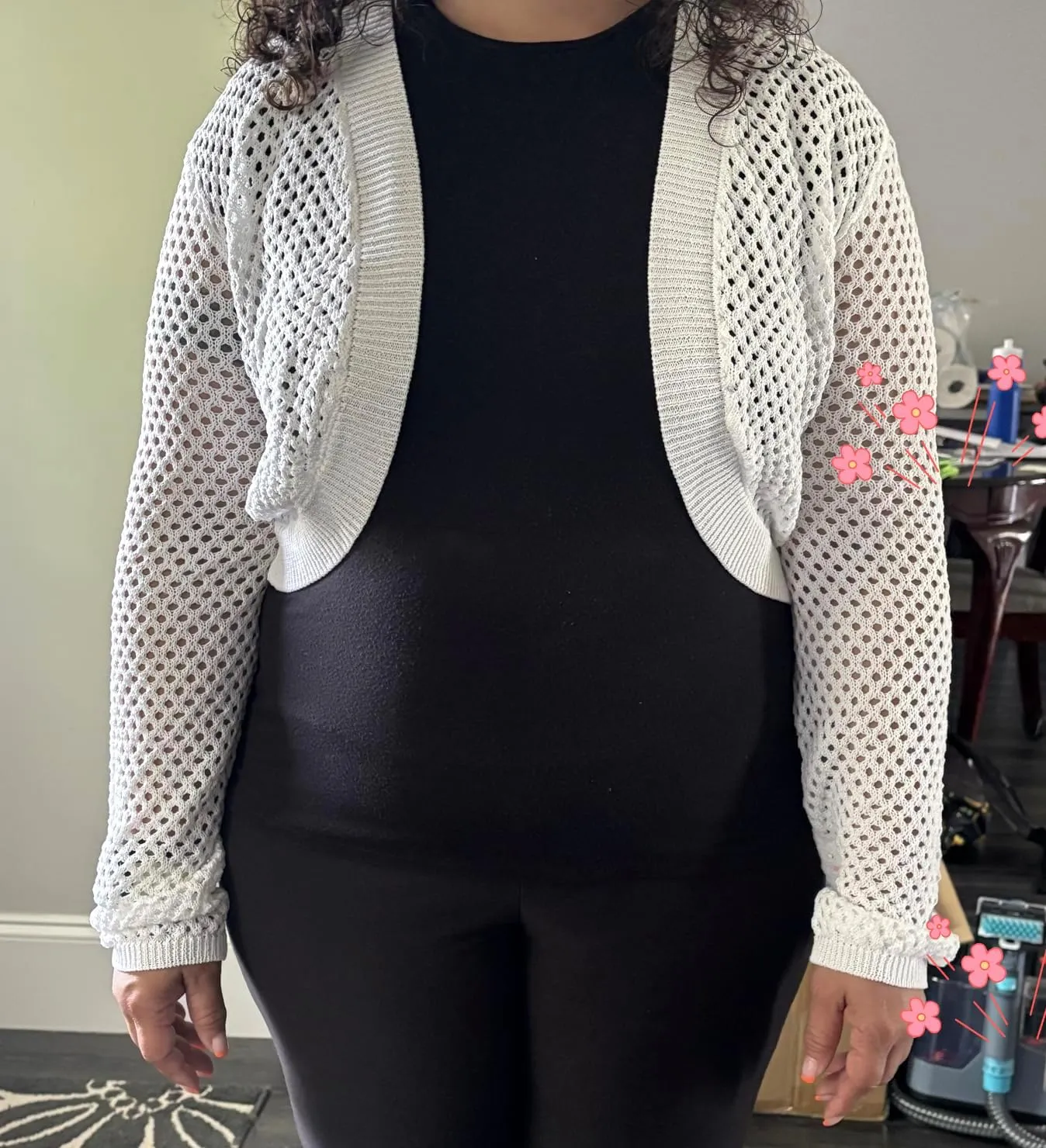 Oversized Bolero Sweater for Women Summer Thin Cropped Cardigan Delicate Eyelet Knit Shrug (Order a Size Down)