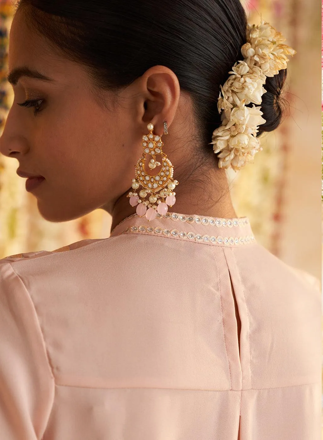 Pearl Peach Kurta With Embroidery