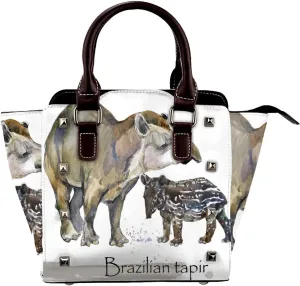 Peynir Brazilian Tapir Women Leather Rivet Shoulder Bag Fashion Mini Handbags Satchel Purse Crossbody Bag
