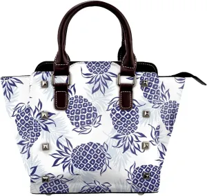 Peynir Navy Blue Pineapple Women Leather Rivet Shoulder Bag Fashion Mini Handbags Satchel Purse Crossbody Bag