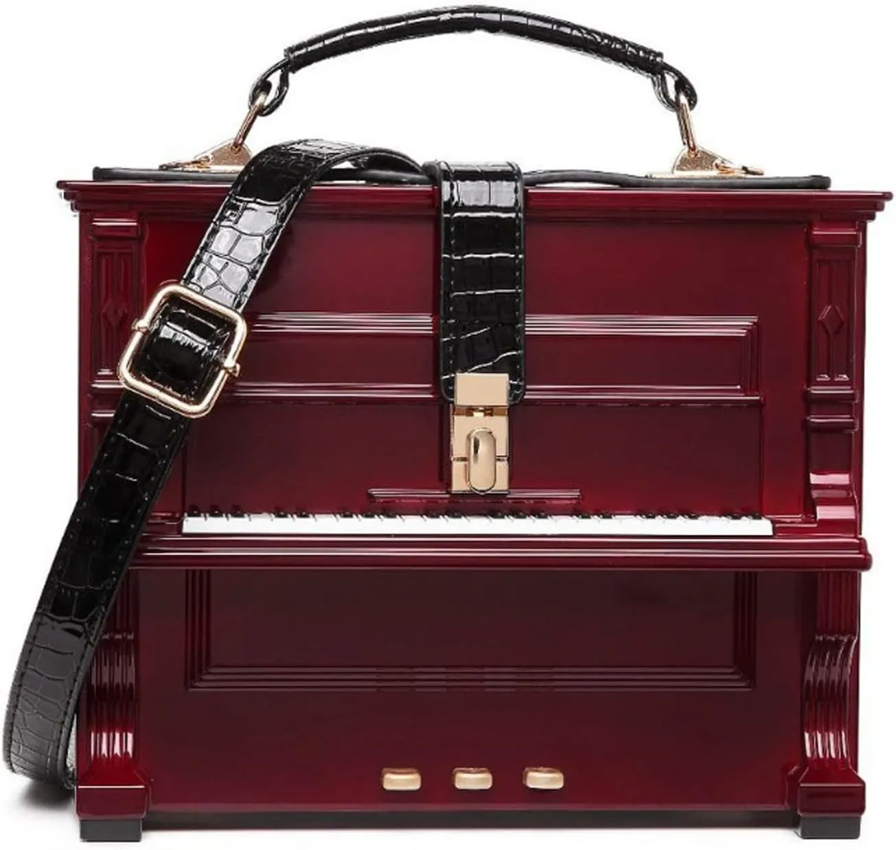 Piano Shaped Purse Handbag Women Crossbody Shoulder Bag Acrylic Unique Novelty Box Shaped Piano Purse Top Handle Clutch Bag