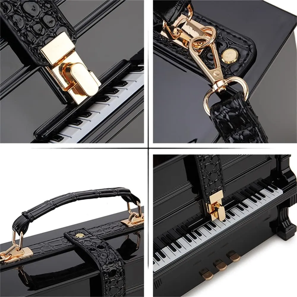 Piano Shaped Purse Handbag Women Crossbody Shoulder Bag Acrylic Unique Novelty Box Shaped Piano Purse Top Handle Clutch Bag