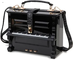 Piano Shaped Purse Handbag Women Crossbody Shoulder Bag Acrylic Unique Novelty Box Shaped Piano Purse Top Handle Clutch Bag