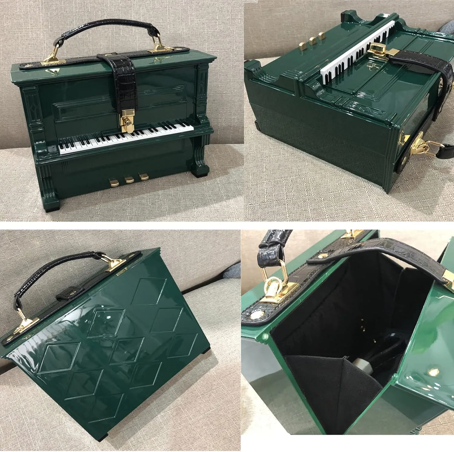 Piano Shaped Purse Handbag Women Crossbody Shoulder Bag Acrylic Unique Novelty Box Shaped Piano Purse Top Handle Clutch Bag