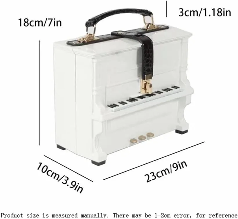 Piano Shaped Purse Handbag Women Crossbody Shoulder Bag Acrylic Unique Novelty Box Shaped Piano Purse Top Handle Clutch Bag
