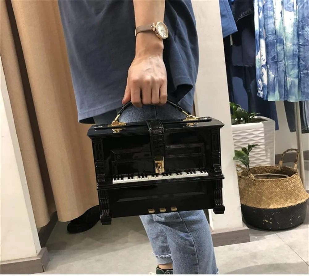 Piano Shaped Purse Handbag Women Crossbody Shoulder Bag Acrylic Unique Novelty Box Shaped Piano Purse Top Handle Clutch Bag