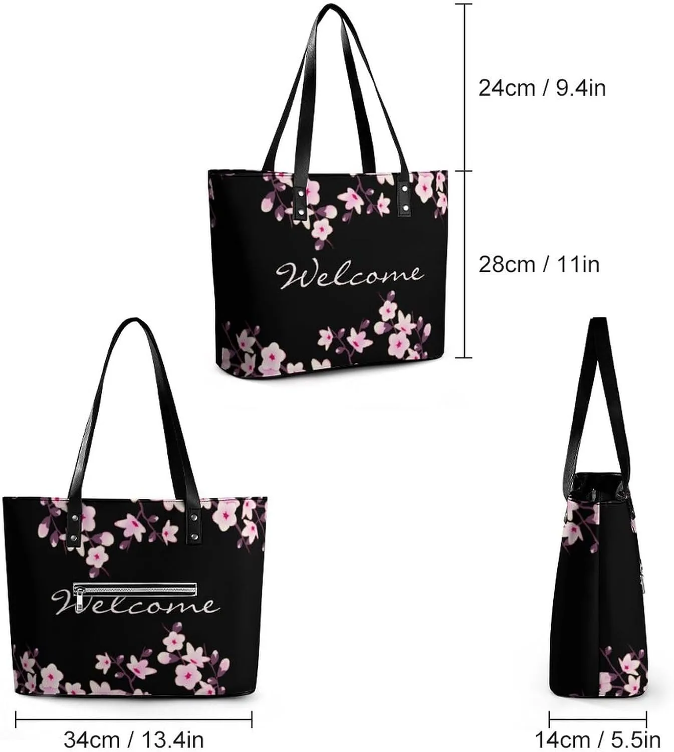 Pink Witch Gothic Pattern A Leather Handbag with Large Capacity And Portability