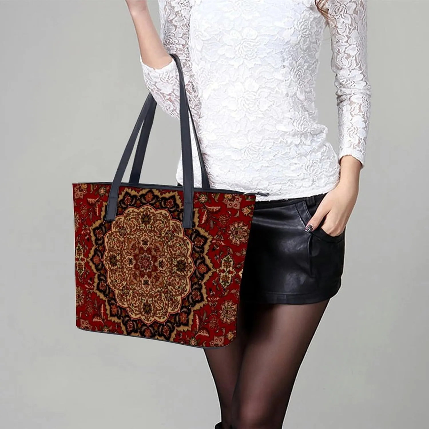 Pink Witch Gothic Pattern A Leather Handbag with Large Capacity And Portability