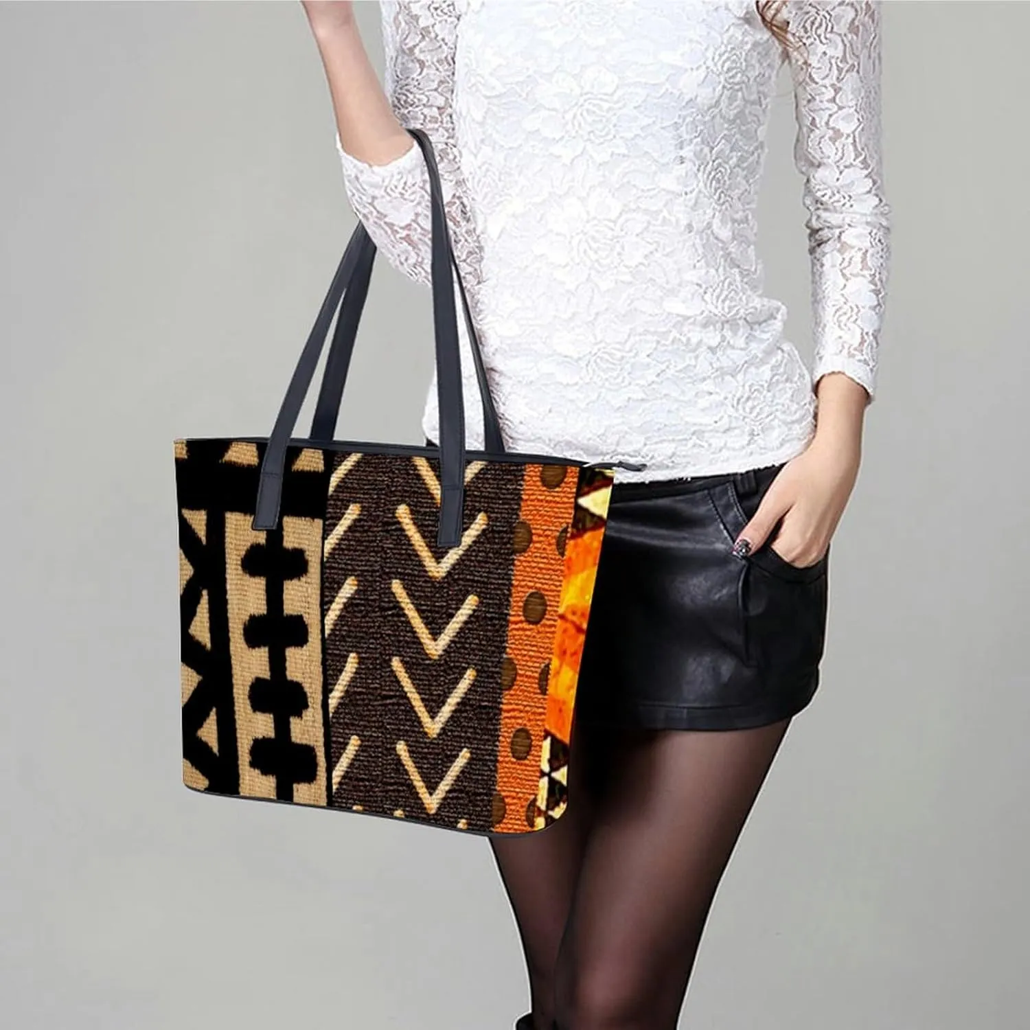 Pink Witch Gothic Pattern A Leather Handbag with Large Capacity And Portability