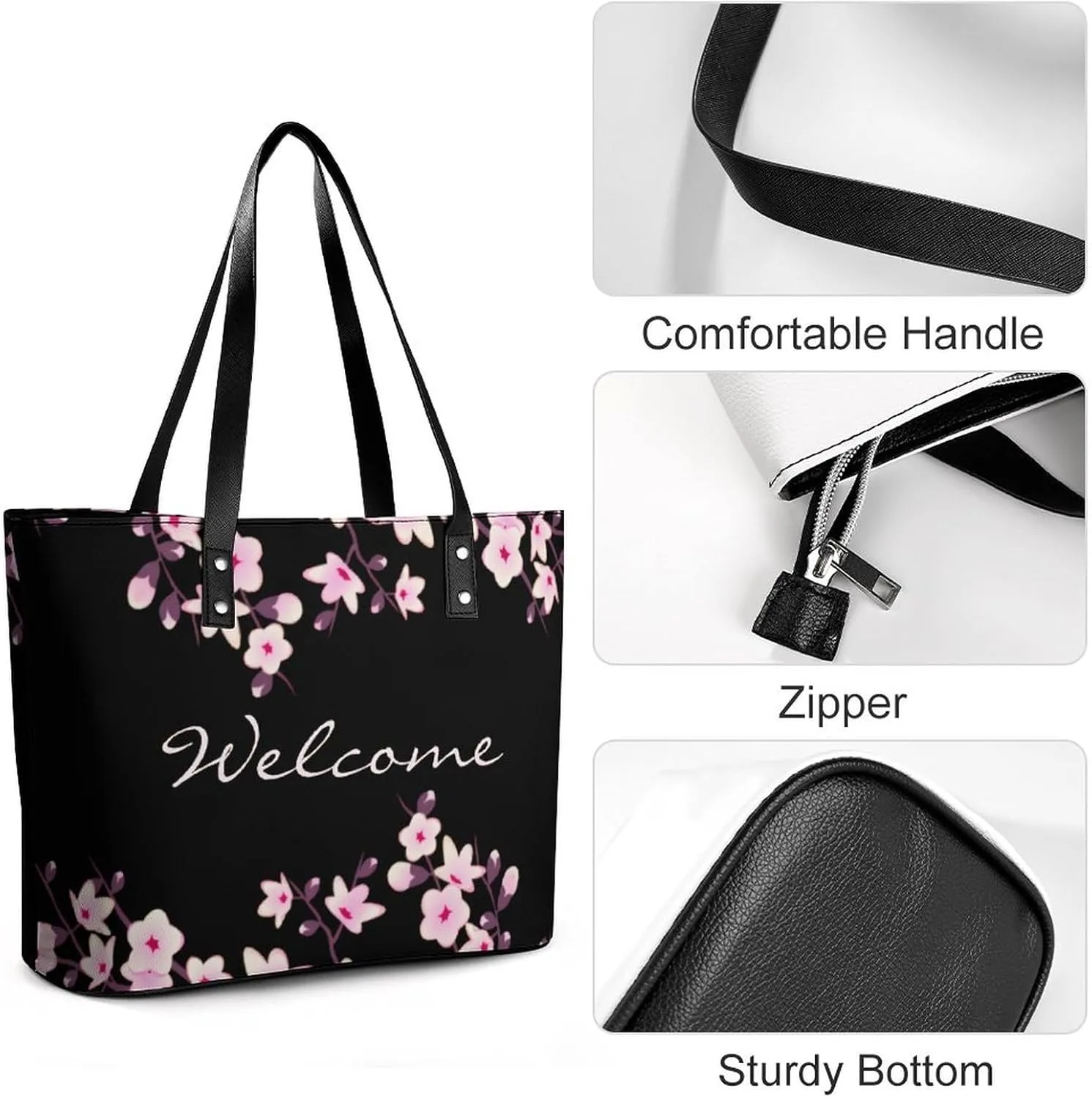 Pink Witch Gothic Pattern A Leather Handbag with Large Capacity And Portability